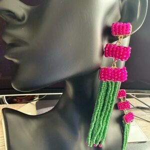 (NEW) Handmade colorful bead tassel earrings